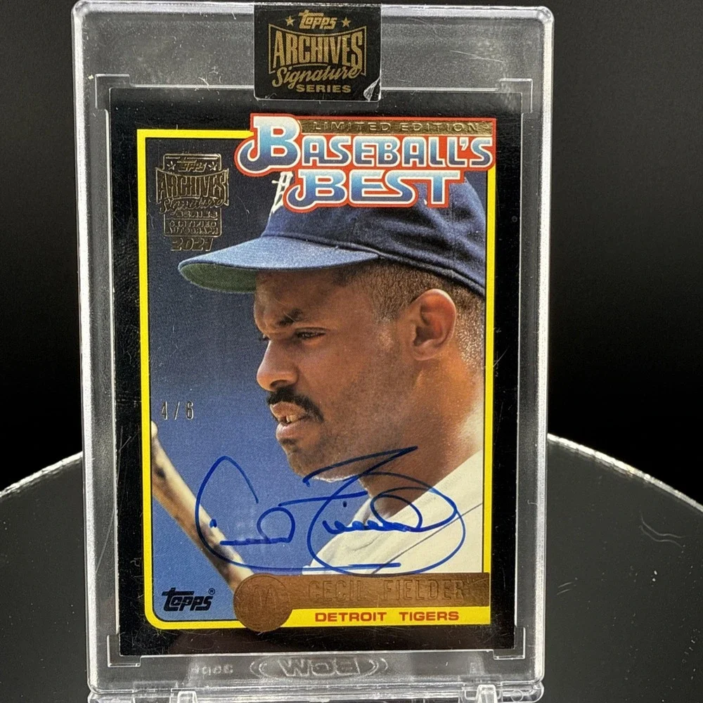 1992 Cecil Fielder Auto - Topps Archives Black Gold 4/6 Detroit Tigers